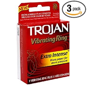 Trojan Extra Intense Vibrating Ring with Latex Condom (Pack of 3)