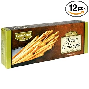 Forno Villaggio Torinese Breadsticks, Garlic and Herb, 4.25-Ounce Boxes (Pack of 12) by Forno Villaggio