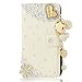 Moto G Case - Mavis's Diary 3D Handmade Bling Crystal LOVE Heart Pendant Sparkle Glitter Rhinestone Diamond Flowers PU Leather Wallet Type with Magnetic Clasp Credit Card Holder Design Folio Case Cover for Moto G (XT1031, XT1032, XT1033, XT1034) with Soft Clean Cloth (One Case)