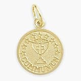 14 Karat High Polish & Matte Religious Small Communion Medallion