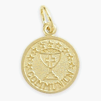14 Karat High Polish & Matte Religious Small Communion Medallion with 16