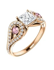 18K Rose Gold Round Cut White and Pink Diamond Ring -- LIFETIME WARRANTY
