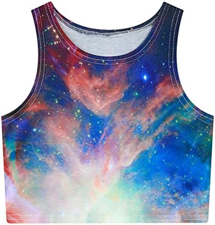 KKWFlus Women 3D Galaxy Shirt Girls Crop Tank Top Casual Vest