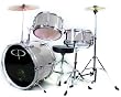 GP50 3-Piece Junior Child/Kids Drum Set with Sticks (For 3 to 8 yrs) Metallic Silver