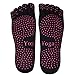 CXYY 4 Pairs Cotton Yoga Socks with Five Full toe Non Slip Grips Pilates Socks ( Black Purple Pink Gray)