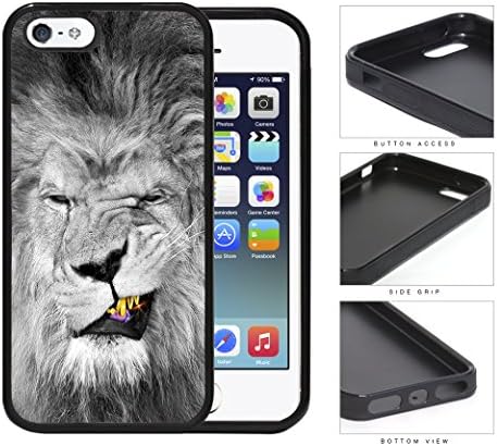 Lion With Gold Teeth Smirking Rubber Silicone TPU Cell Phone Case Apple iPhone 5 5s
