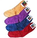 Soft and Warm Microfiber Fuzzy Socks in Royal Blue, Purple or Red by Foot Traffic