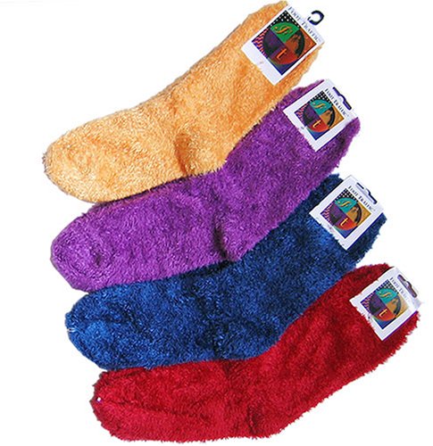 Soft and Warm Microfiber Fuzzy Socks in Royal Blue, Purple or Red by Foot Traffic