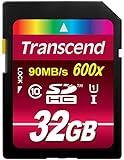 Transcend Ultimate-Speed SDHC Class 10 UHS-1 32GB Speicherkarte (bis 90MB/s Lesen) [Amazon Frustfreie Verpackung]