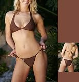 Connected Halter Top & Brazilian Tie Bikini in Mocha - Handmade-to-Order