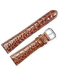 Alligator Grain Watchband Brown 20mm Short Watch band - by deBeer