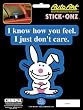 Happy Bunny I Just Don't Care Decal