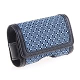 Universal Blue Quilted Horizontal Pouch with Wrist Strap and D-Ring