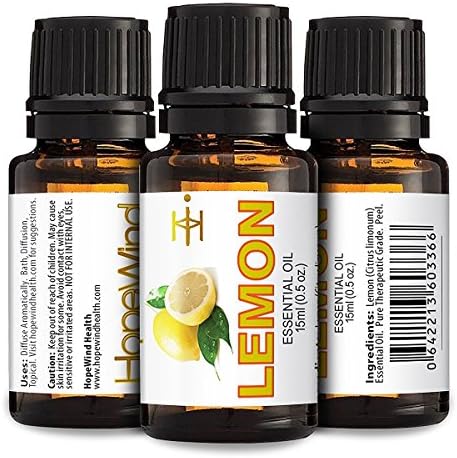 Lemon 100% Pure Essential Oil, Best Quality, Therapeutic grade, Undiluted, Organic essential oil, 15ml/0.5oz-by HopeWind Health