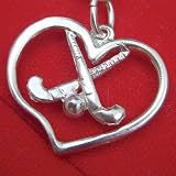 FIELD HOCKEY CHARM - HEART AND CROSSED STICKS