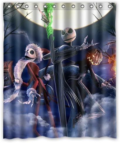 HomeGoodsPIC Nightmare Before Christmas Skull Head Beard Pumpkin Head Horrific Night Shower Curtain 60"x 72"