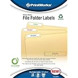 Printworks White Matte Inkjet and Laser File Folder Labels, 2/3 x 3 7/16 Inches, 100% Recycled, 12 Sheets, 360 Labels/Box,