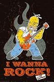 HUGE LAMINATED ENCAPSULATED The Simpsons Homer I Wanna Rock Guitar Hero Poster Measures 36 x 24 inches (91.5 x 61 cm )