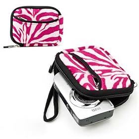 Pink Zebra Animal Print Neoprene Sleeve Case with easy access zipper and included Hand Strap for all models & colors of your Canon Digital Camera Point and Shoot Powershot ELPH 510 HS , 520 HS , 530 HS with HD Video!!!