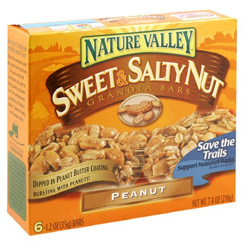 Nature Valley Sweet & Salty Nut Granola Bars, Peanut, 6-Count Boxes (Pack of 12)