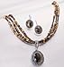Avon Tiger's Eye Pendant on Multistrand Natural Beads & Earring Gift Set Clipped