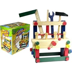 Kinder Holz-Werkbank komplett zerlegbar mit Werkzeug Holz Werkstatt