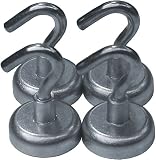 4 Neodymium Hook Magnets - Each Holds up to 25 Pounds