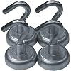 4 Neodymium Hook Magnets - Each Holds up to 25 Pounds