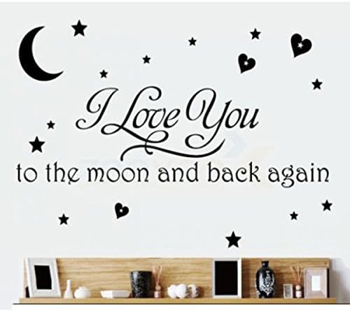 I LOVE YOU TO THE MOON AND BACK VINYL WALL DECAL HOME DECOR-Black