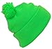 BWH Quality Bright Neon Cuffed Hat W/Large Pom Pom (One Size)(Fits Large Heads)