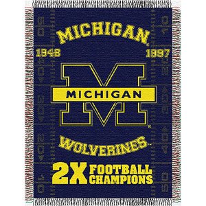 Michigan Wolverines Commemorative Woven Tapestry Blanket Throw - NCAA College Athletics Fan Shop