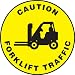 Accuform Signs MFS0317 Slip-Gard Adhesive Vinyl  Round Floor Sign, Legend "CAUTION FORKLIFT TRAFFIC/PRECAUCION TRAFICO DE MONTACARGAS" with Graphic, 17" Diameter, Black on Yellow