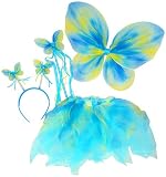 Blue amp Green Neon Fairy Butterfly Costume Tutu Set 4 pc