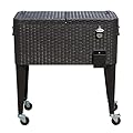 Tenive Portable Rolling Cooler Outdoor Patio Party Entertainer Beer Cart, 80-Quart
