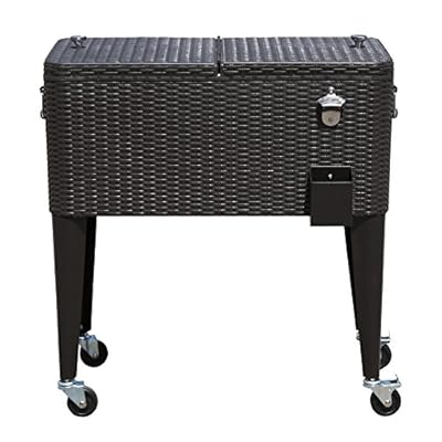Tenive Portable Rolling Cooler Outdoor Patio Party Entertainer Beer Cart, 80-Quart