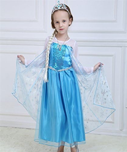 HYS Fashion Girls Snow Queen Elsa Costume Snow Princess Dresses (US-5/6, Elsa-2)