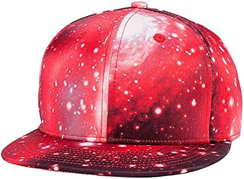 WELITY Hip Hop Galaxy Mens Canvas Flat Panel Trucker Snap Back Cap Hat Red
