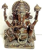 Lord Ganesha (Ganesh) Hindu Elephant God of Success Deity Figure, Real Bronze Powder Cast Statue