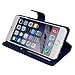 iPhone 6 Plus Case, Abacus24-7 Leather Wallet with Flip Cover and Stand, Blue