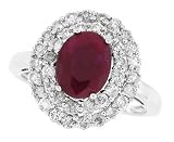 2.80ct Oval Cut Genuine Ruby Ring with Diamonds in 10kt White Gold (AB Quality)
