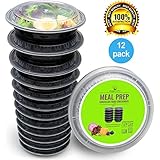 Round Meal Prep Containers Set - Portion Control Bento Box- Food Storage / Restaurant Foodsavers - 12pk