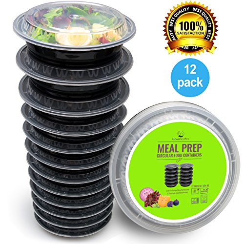 Round meal prep containers set - portion control bento box- food …