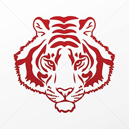 Sticker Tiger Head Decor Motorbike Bicycle Vehicle ATV car Laptop Raci Red Dark (6 X 5.71 In)