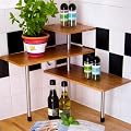 K�chenregal Eckregal Bambus 3 Ablagen K�chengestell K�chenregal