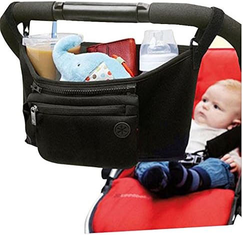 Alpharno Stroller Organizer Bag for Moms - Useful Detachable Pouch, Key Case/ Cup Holder Black