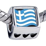 Greece Flag Beads - Pandora Bead & Bracelet Compatible