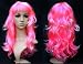 WMA Long Wavy Fancy Dress Wigs With Fringe Pink