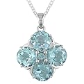 Silver Blue Topaz Pendant - Blue