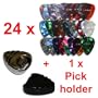rockpicks - 24 x Mediators pour guitares et basses 3 forces diff�rentes + 1 x Pickholder en noir ou argent