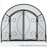 VICTORIAN GOTHIC Arched 2-Door Panel Fireplace Hearth Spark Screen (39